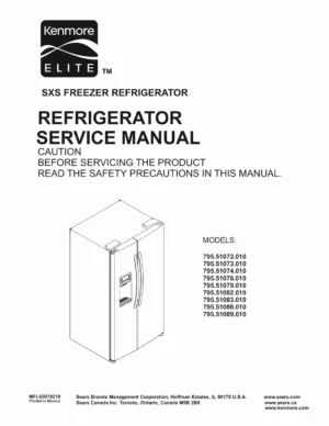 Kenmore 795 51082 51083 51086 51089 010 models service manual