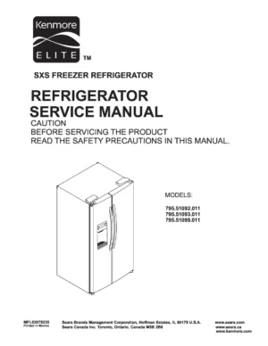 Kenmore 795 51092 51093 51099 011 models service manual