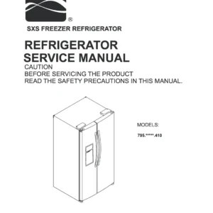 Kenmore 795 5131 5132 410 models service manual cover with model code and showing a line drawing of the refrigerator