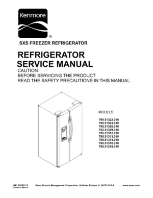 Kenmore 795 51312 51313 51314 51316 51319 010 models service manual