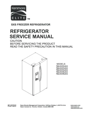 Kenmore 795 51372 51373 51374 51376 51379 012 models service manual