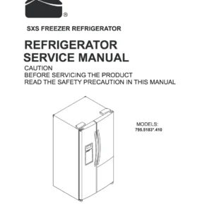 Kenmore 795 51832 51833 51839 service manual cover with model code and showing a line drawing of the refrigerator