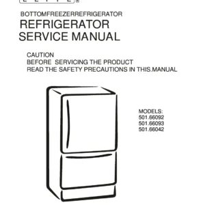 Kenmore 795 66092 66093 66042 service manual cover with model code and showing a line drawing of the refrigerator
