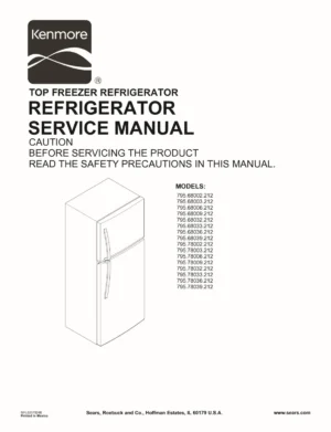 Kenmore 795 68002 68003 68006 68009 212 models service manual