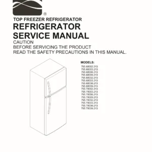 Kenmore 795 68002 68003 68006 68009 213 models service manual cover with model code and showing a line drawing of the refrigerator