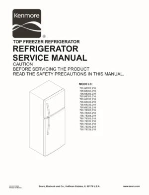 Kenmore 795 68032 68033 68036 68039 210 models service manual