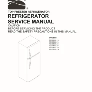 Kenmore 795 68032 68033 68036 68039 214 models service manual cover with model code and showing a line drawing of the refrigerator