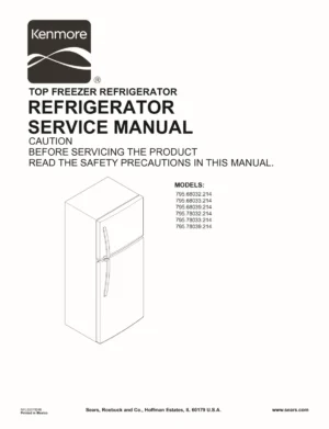 Kenmore 795 68032 68033 68036 68039 214 models service manual