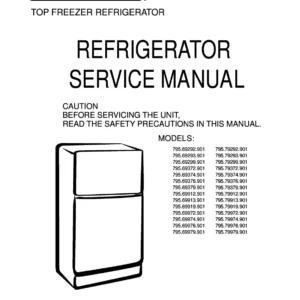 Kenmore 795 69972 69974 69976 69979 901 models service manual cover with model code and showing a line drawing of the refrigerator