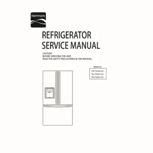 Kenmore 795 70329 70322 70323 service manual cover with model code and showing a line drawing of the refrigerator