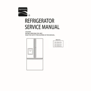 Kenmore 795 70332 70333 70339 service manual cover with model code and showing a line drawing of the refrigerator