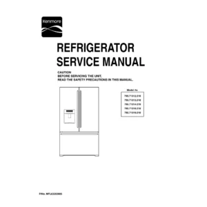 Kenmore 795 71012 71013 71014 71016 71019 service manual cover with model code and showing a line drawing of the refrigerator