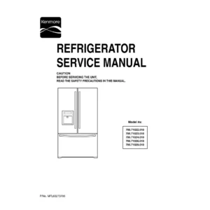 Kenmore 795 71022 71023 71024 71026 71029 service manual cover with model code and showing a line drawing of the refrigerator