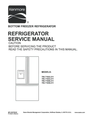 Kenmore 795 71032 71033 71036 71039 211 models service manual
