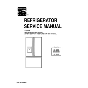 Kenmore 795 71052 71053 71054 71056 71059 service manual cover with model code and showing a line drawing of the refrigerator