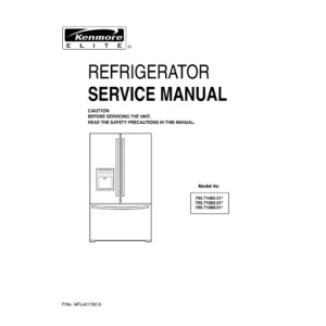 Kenmore 795 71082 71083 71089 service manual cover with model code and showing a line drawing of the refrigerator