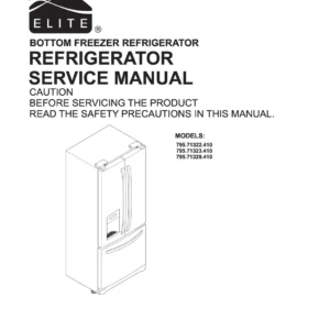Kenmore 795 71322 71323 71329 service manual cover with model code and showing a line drawing of the refrigerator