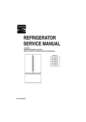 Kenmore 795 71602 71603 71604 71606 71609 010 models service manual