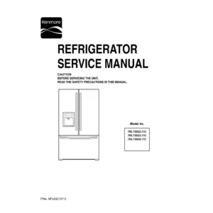 Kenmore 795 72022 72023 72029 service manual cover with model code and showing a line drawing of the refrigerator
