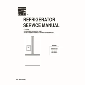Kenmore 795 72052 72053 72059 11 models service manual cover with model code and showing a line drawing of the refrigerator