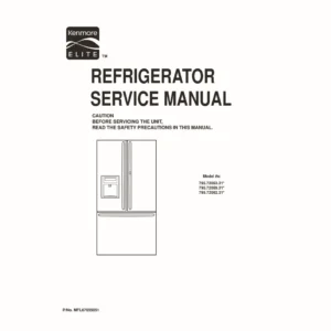 Kenmore 795 72062 72063 72069 service manual cover with model code and showing a line drawing of the refrigerator