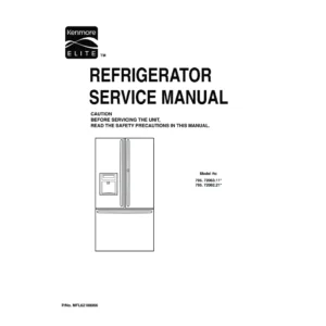 Kenmore 795 72063 72062 service manual cover with model code and showing a line drawing of the refrigerator