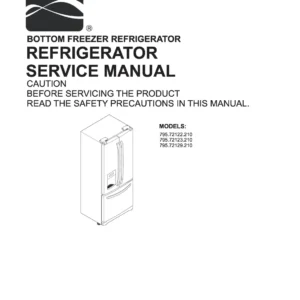 Kenmore 795 72122 72123 72129 service manual cover with model code and showing a line drawing of the refrigerator