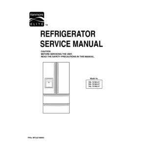 Kenmore 795 72182 72183 72189 21 models service manual cover with model code and showing a line drawing of the refrigerator