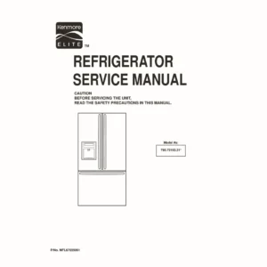 Kenmore 795 72193 31 models service manual cover with model code and showing a line drawing of the refrigerator