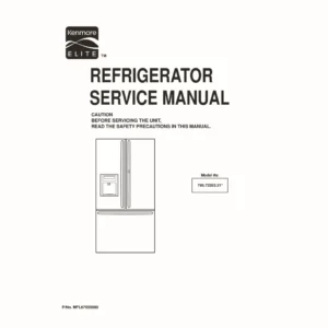 Kenmore 795 72353 service manual cover with model code and showing a line drawing of the refrigerator