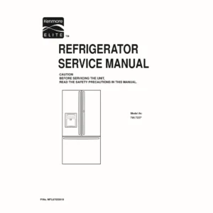 Kenmore 795 72372 72373 72379 service manual cover with model code and showing a line drawing of the refrigerator