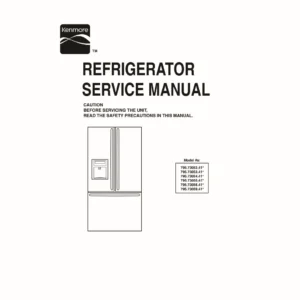 Kenmore 795 73052 73053 73054 73055 73056 73059 service manual cover with model code and showing a line drawing of the refrigerator