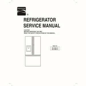 Kenmore 795 73063 73065 service manual cover with model code and showing a line drawing of the refrigerator