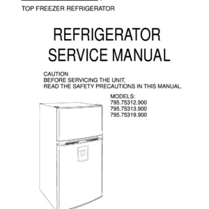 Kenmore 795 75312 75313 75319 service manual cover with model code and showing a line drawing of the refrigerator