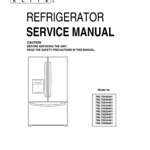 Kenmore 795 75542 75543 75544 75546 75549 service manual cover with model code and showing a line drawing of the refrigerator