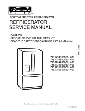 Kenmore 795 77242 77243 77244 77249 77252 77253 service manual