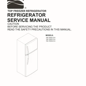 Kenmore 795 78032 78033 78039 214 models service manual cover with model code and showing a line drawing of the refrigerator