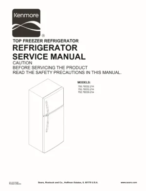 Kenmore 795 78032 78033 78039 214 models service manual