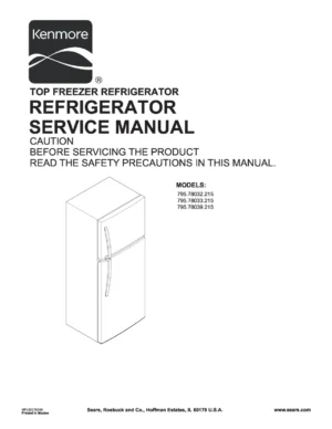 Kenmore 795 78032 78033 78039 215 models service manual