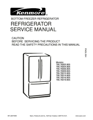 Kenmore 795 78302 78304 78306 78309 805 models service manual