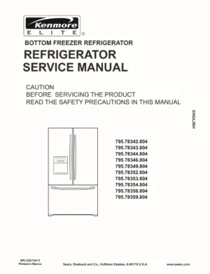 Kenmore 795 78342 78343 78344 78346 78349 804 models service manual