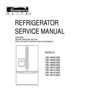 Kenmore 795 78402 78403 78406 78409 800 models service manual