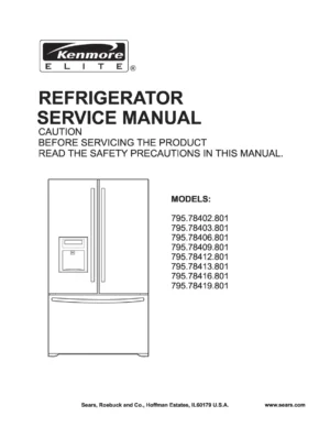Kenmore 795 78402 78403 78406 78409 801 models service manual