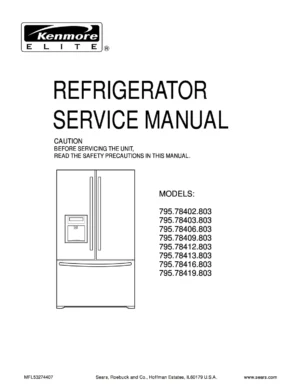 Kenmore 795 78402 78403 78406 78409 803 models service manual