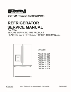 Kenmore 795 78412 78413 78416 78419 804 models service manual