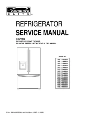 Kenmore 795 78542 78543 78544 78546 78549 800 models service manual