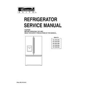 Kenmore 795 78542 78543 78544 78546 78549 806 models service manual cover with model code and showing a line drawing of the refrigerator