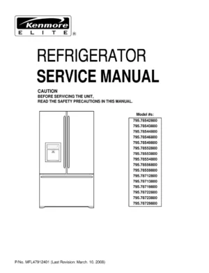 Kenmore 795 78552 78553 78554 78556 785529 800 models service manual
