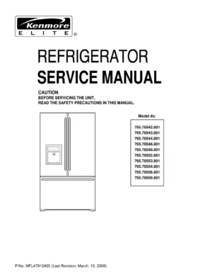 Kenmore 795 78552 78553 78554 78556 78559 801 models service manual