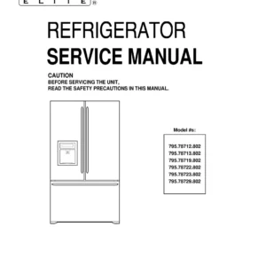 Kenmore 795 78722 78723 78729 service manual cover with model code and showing a line drawing of the refrigerator